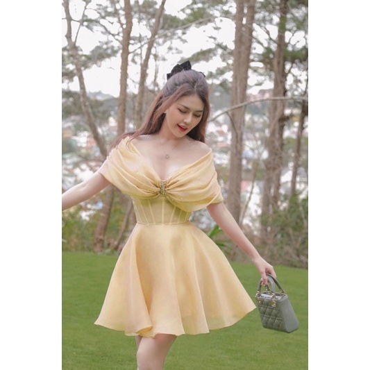 Đầm xoè bẹt vai voan kết cườm siêu xinh TRIPBLE T DRESS - size S/M/L -MS403V