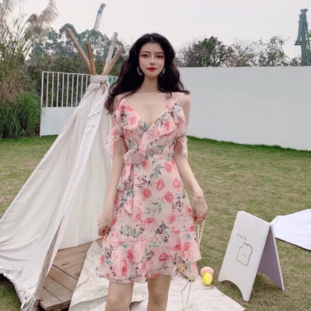 [ ORDER ] Váy hoa voan hàng QC