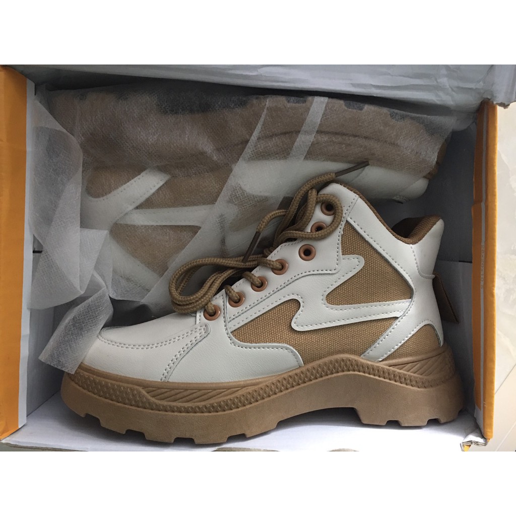 Giày Thể Thao Nữ Cổ Cao GD99 Độn đế 3-4cm,Chất liệu da PU Cao Cấp,Êm Chân, 3Màu Trắng,Đen &Vàng Phong Cách Hàn Quốc 2021 | BigBuy360 - bigbuy360.vn