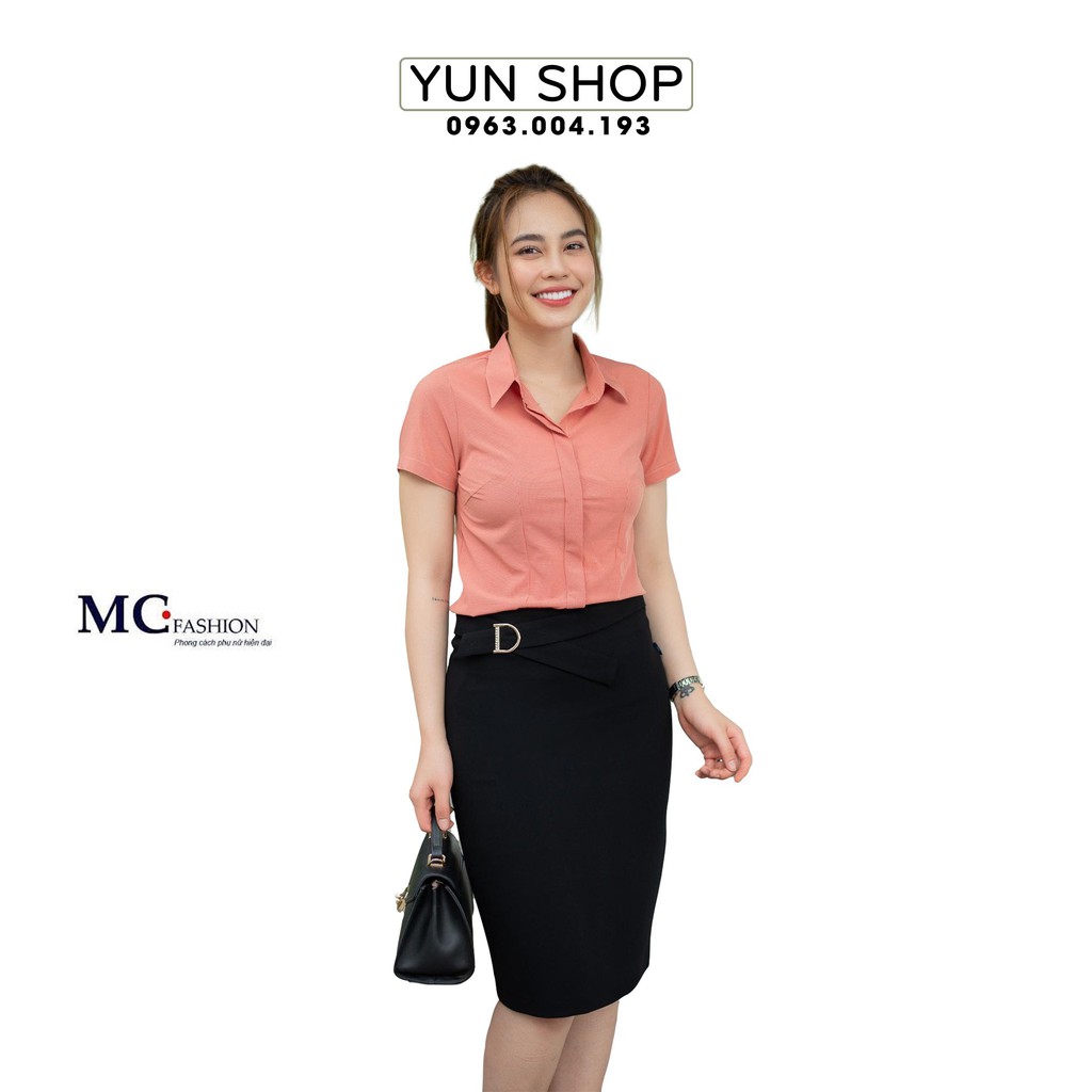 Áo Sơ Mi Nữ Kẻ Caro Công Sở - MC Fashion A645 Màu Cam