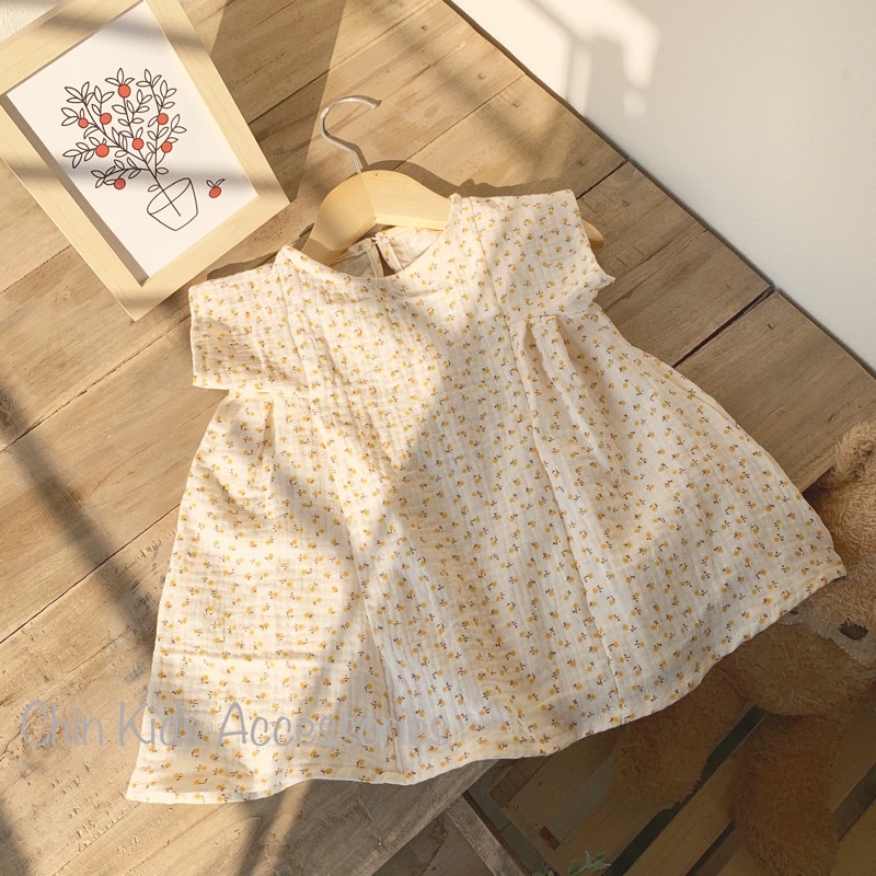 Áo váy vải xô musilin dáng rộng style Korea