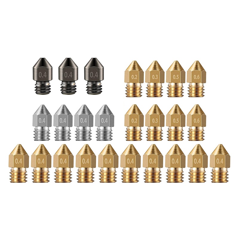 Set 25 Vòi Phun MK8 Bằng Đồng Thau Cho Máy In 3D Makerbot End MK8