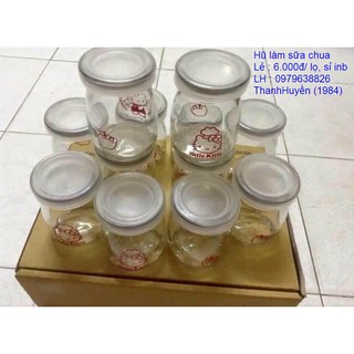 hộp 12 hũ thủy tinh có nắp đựng sữa chua, dầu dừa