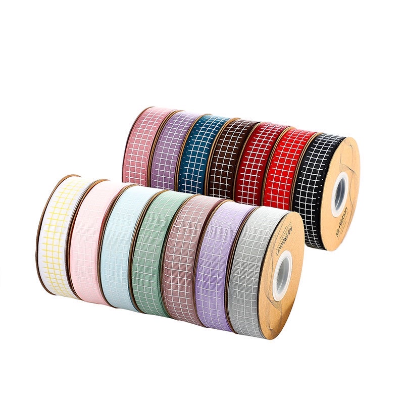 Mix 6 mẫu dây ruy băng bản 2.5cm vải sọc caro hiện đại màu morandi tổng cộng 12m