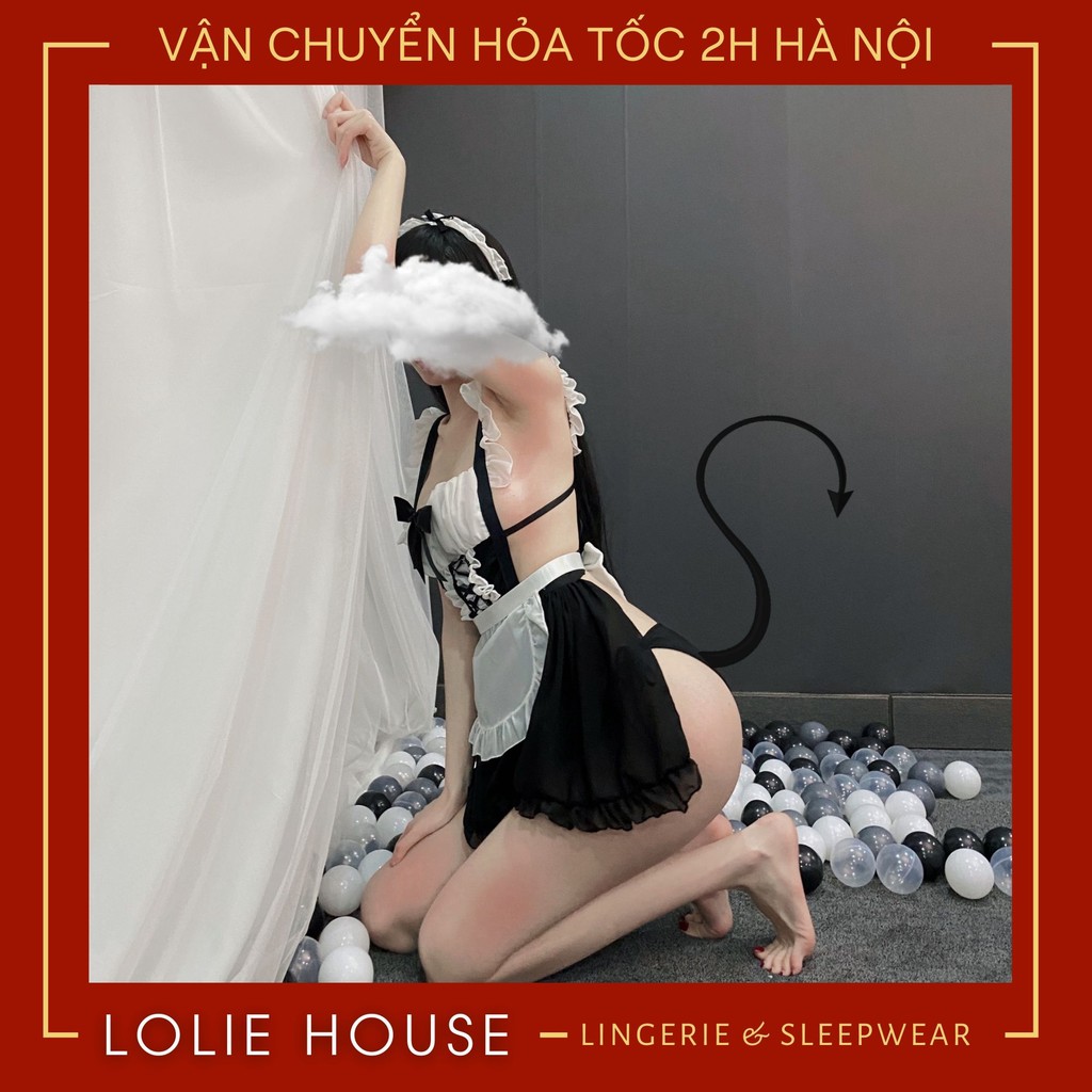 Cosplay hầu gái sexy anime maid cute - Váy đầm ngủ cosplay cô hầu bàn tạp dề trăng gợi cảm LOLIE HOUSE - CP36