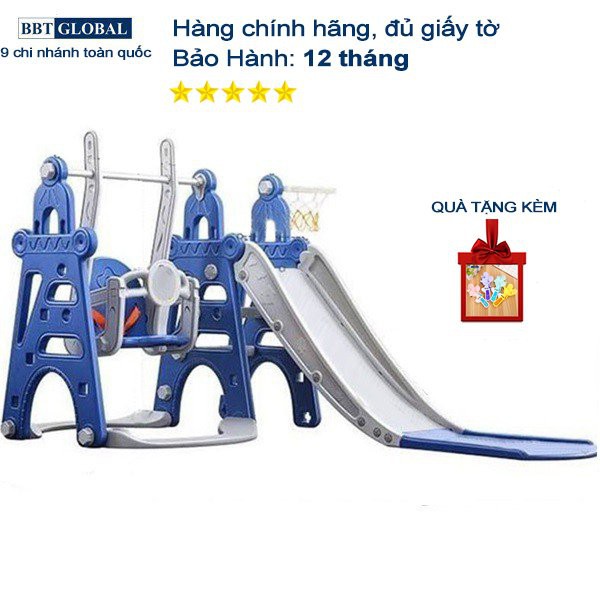 Cầu trượt xích đu cho bé, tặng kèm bóng rổ, máng dài 180cm BBT Global BSL310