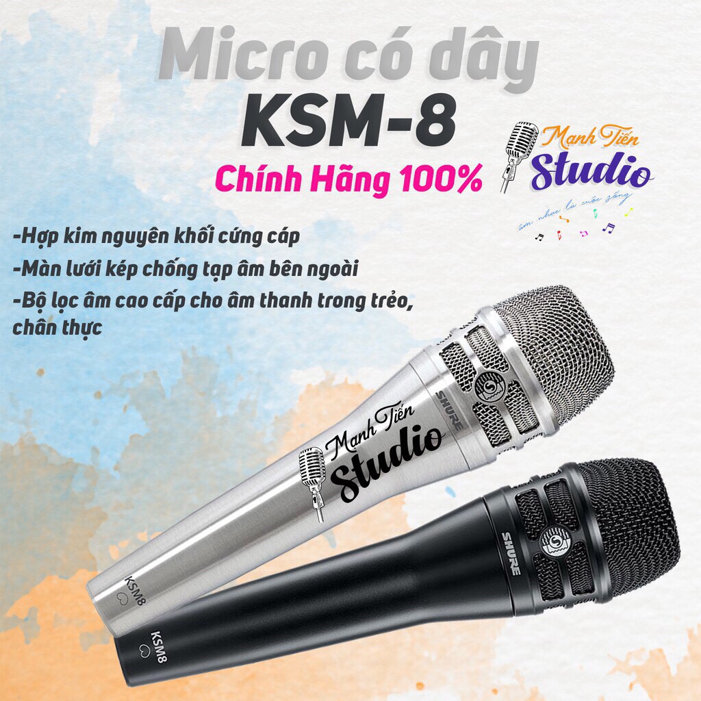 [Giá Rẻ Nhất] Micro có dây Shure KSM 8 hàng cao cấp, hát karaoke gia đình, micro sân khấu hội nghị, hút âm cực tốt.