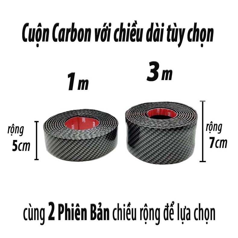 Decal Carbon Dán Xe Ô Tô - Chống Trầy Xước - Rộng 5cm-7cm