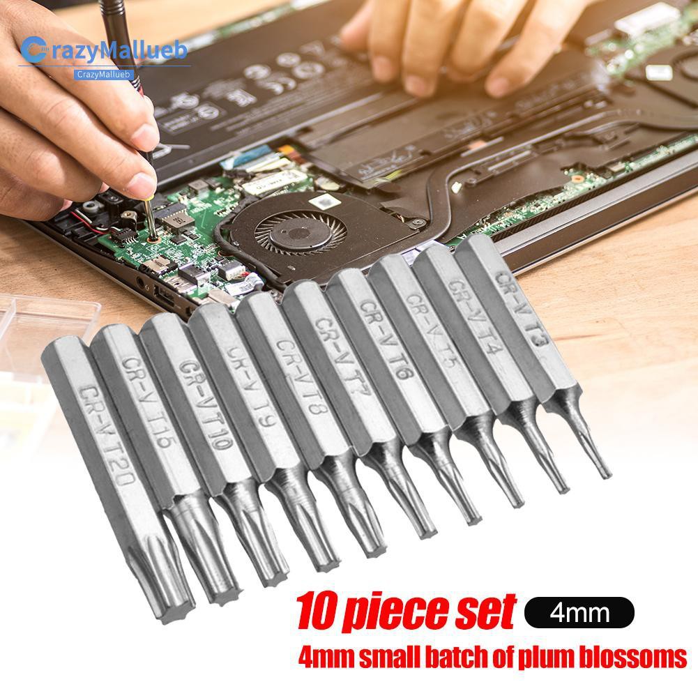 BITS Bộ 10 Đầu Tuốc Nơ Vít 4mm T3-T20 Sửa Chữa Điện Thoại