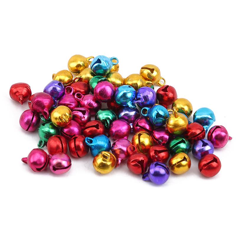 Set 10 chuông nhỏ bằng kim loại nhiều màu sắc trang trí giáng sinh