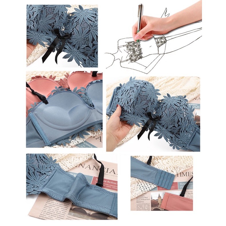 Áo Lót Nâng Ngực Thêu Hoa Quyến Rũ Cho Nữ 32/70-38/85