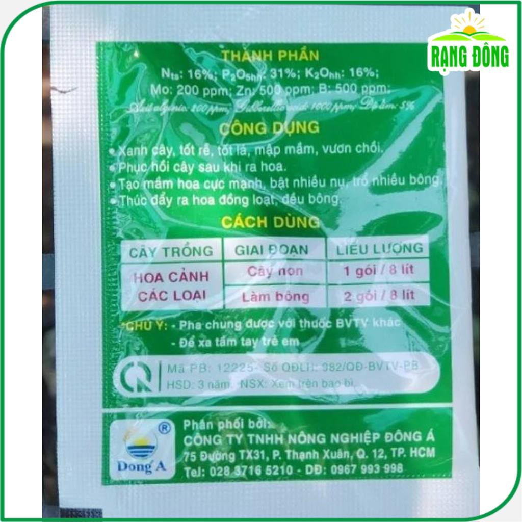 Phân Bón Micro-Green 16-31-16 Kích Ra Hoa Đồng Loạt Cực Mạnh, Hoa Nở To, Đều (gói 10 gram) - Hạt giống Rạng Đông