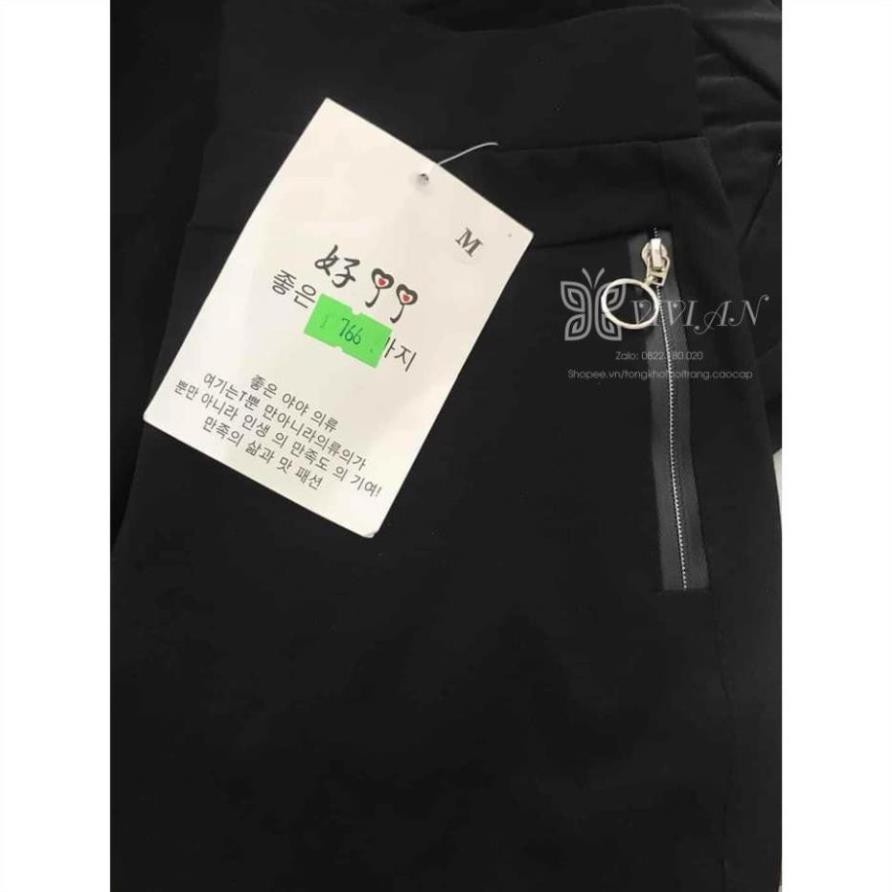 Quần legging nữ dài cạp cao nâng mông ZENA túi khóa vải umi Q766
