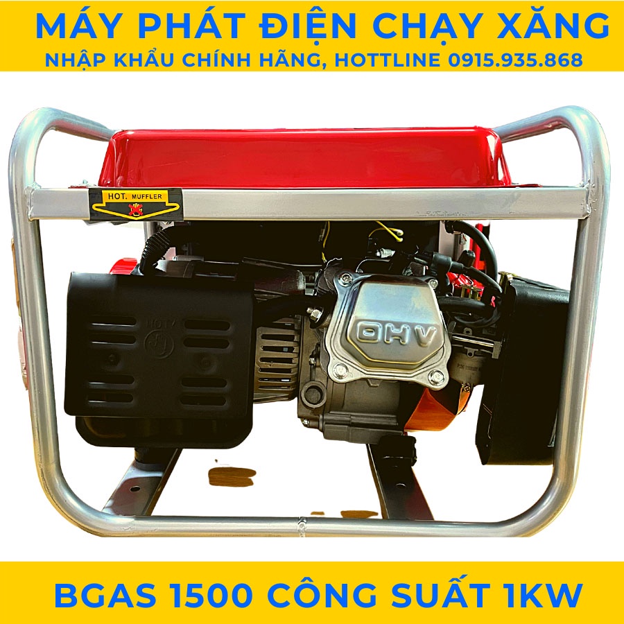 Máy phát điện chạy xăng Bgas1500, Công suất 1kw nặng 24 kg, Electric tool