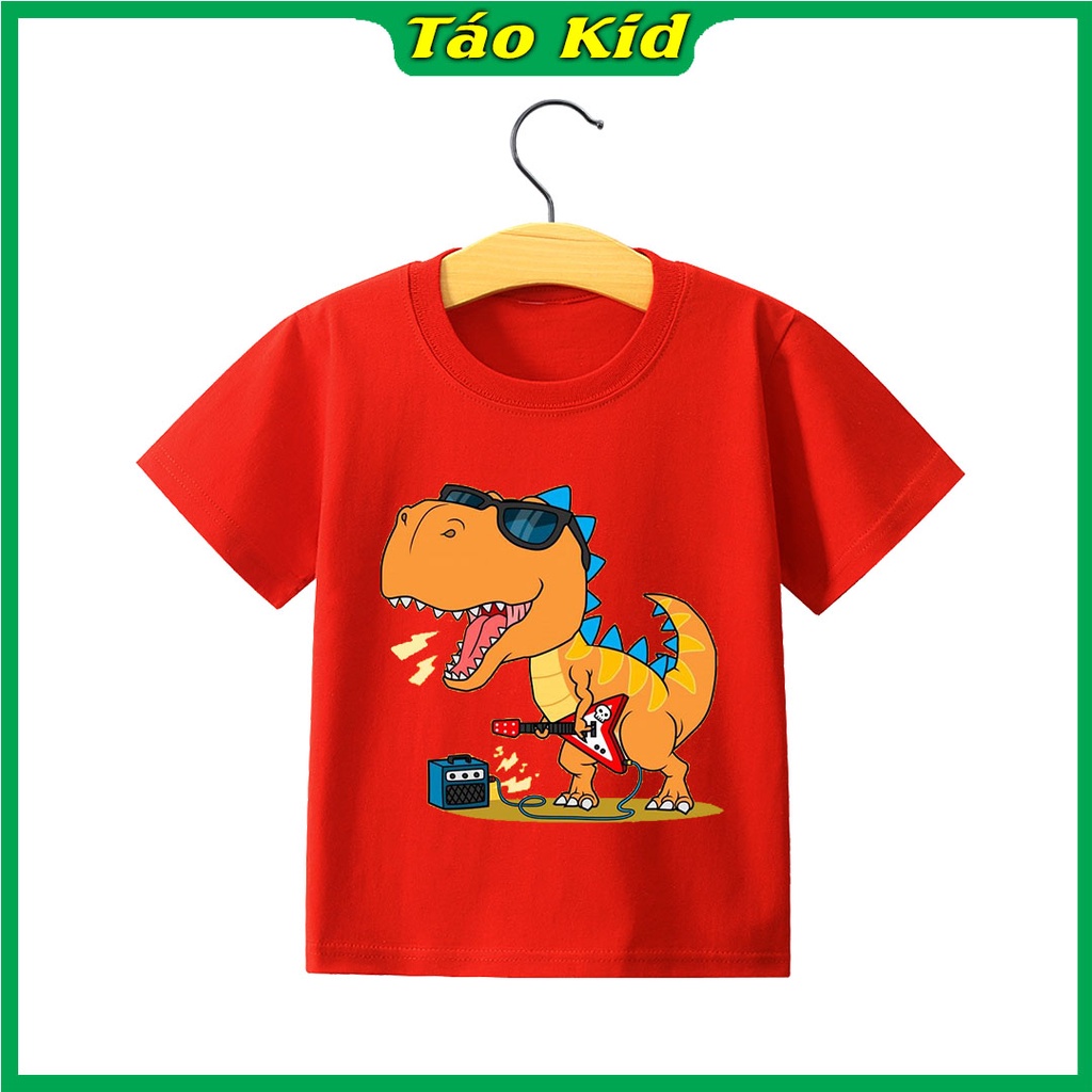 Áo thun bé trai bé gái cộc tay Táo Kid chất cotton in hình Khủng Long Đánh Đàn từ 0 đến 10 tuổi hàng VNXK TA06