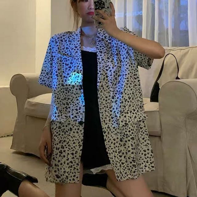 [Sẵn blazer] Set blazer mỏng tay ngắn + váy 2 dây xẻ phối ren | BigBuy360 - bigbuy360.vn