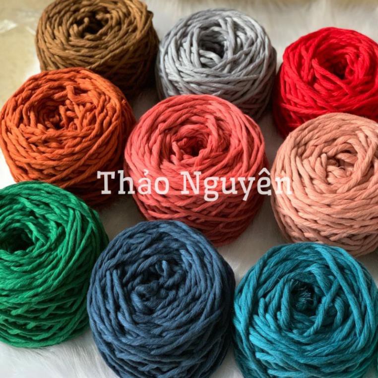 Dây thừng se  macrame , dây cotton 1 xoắn - 5mm. Nhiều màu sắc.