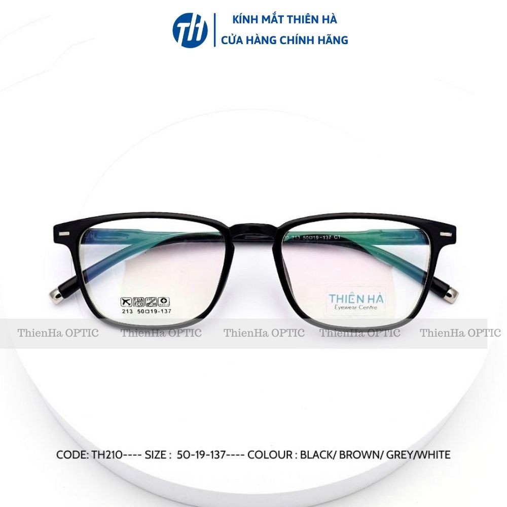 Gọng kính vuông nam nữ THIÊN HÀ OPTICAL nhựa dẻo càng mảnh nhẹ nhiều màu đeo giả cận trẻ trung TH213