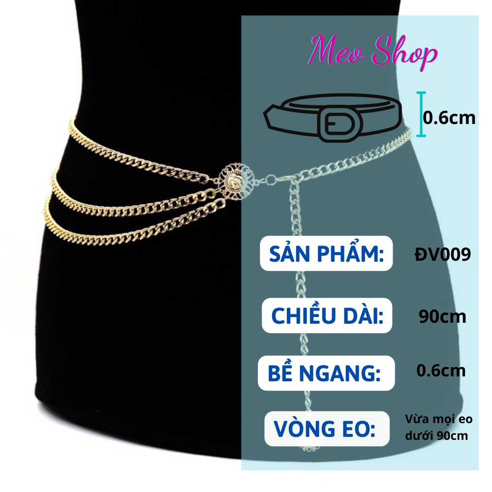 Đai váy áo xích vàng thả kiểu sang chảnh - Dây xích eo thắt váy áo nữ kim loại  cá tính Meo shop