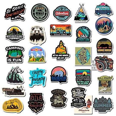 DECAL camping, cắm trại, Sticker PVC Chống nước Hình dán Trang Trí Chủ đề Phượt Du lịch