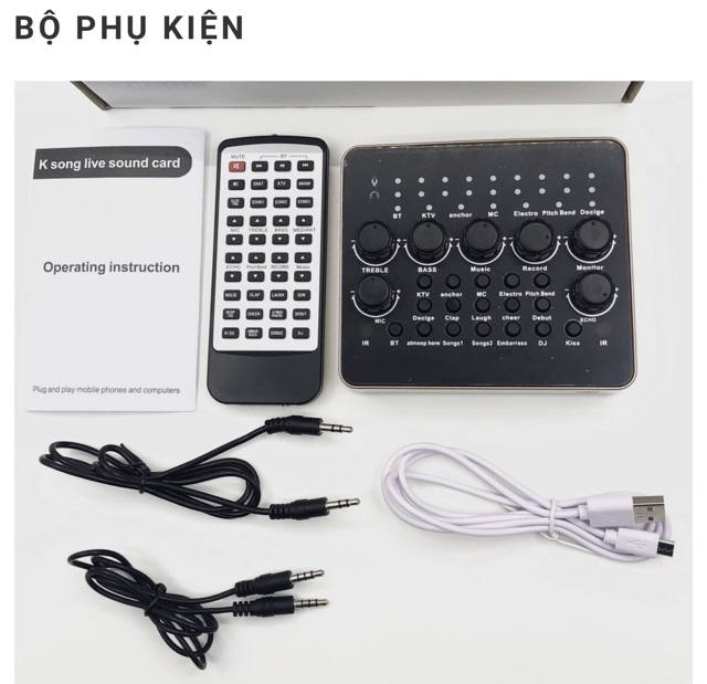 BỘ SOUND CARD V10-V10 BLUETOOTH-MICRO ISK AT 100