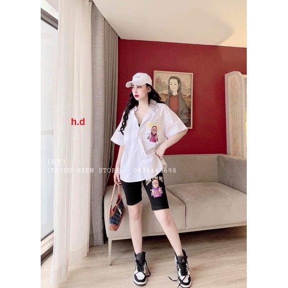 Bộ áo so mi quần legging còn cái nịt HĐ12