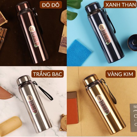 Bình giữ nhiệt 4 lớp lõi inox SUS 316 giữ nhiệt liên tục 24h, có rây lọc, phong cách thể thao, khỏe khoắn