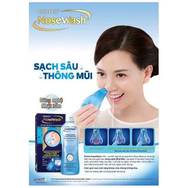 Bộ Sản Phẩm Vệ Sinh Mũi ROHTO NoseWash ( gồm chai 400ml và 1 chai vòi rửa mũi)