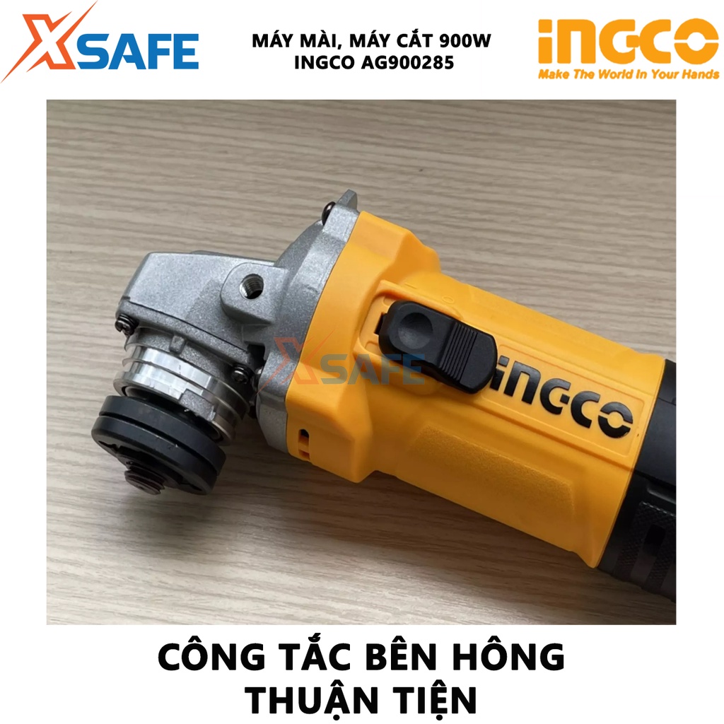 Máy mài góc điều tốc INGCO AG900285 Máy mài cầm tay 900W, đường kính đĩa mài 125mm, điều chỉnh thay đổi 6 tốc độ - XSAFE