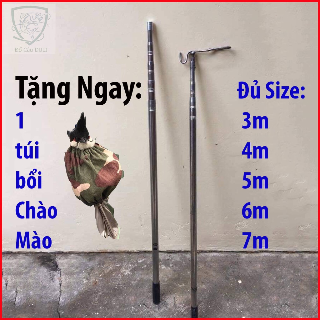 [Tặng 1 Túi bổi + Móc] Sào bẫy Chim, Sào rút Inox đa năng 3m 5m 6m 7m [ SMN2019 ]