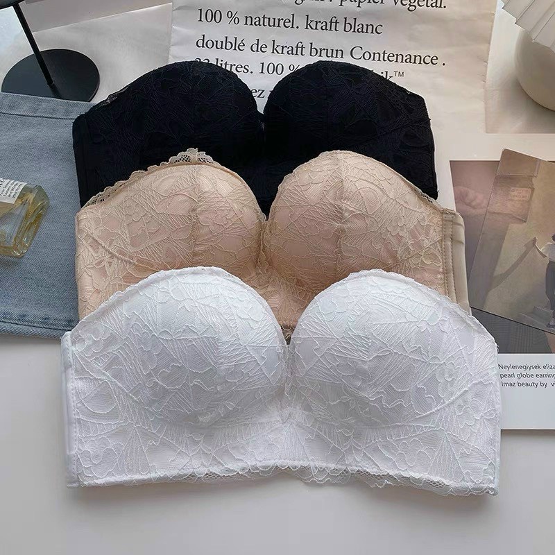 [SIZE 32-38] Áo lót cup ngực họa tiết ren không dây chống tụt áo mặc hở vai AR231