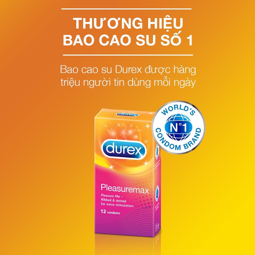 Sỉ  - 1 cái- Bao cao su gai Durex Pleasuremax gân gai, tăng khoái cảm hiệu quả kéo dài cuộc vui chính hãng 100% -(1 cái)