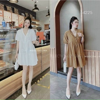 Đầm babydoll kate lụa trơn bacis nhẹ nhàng