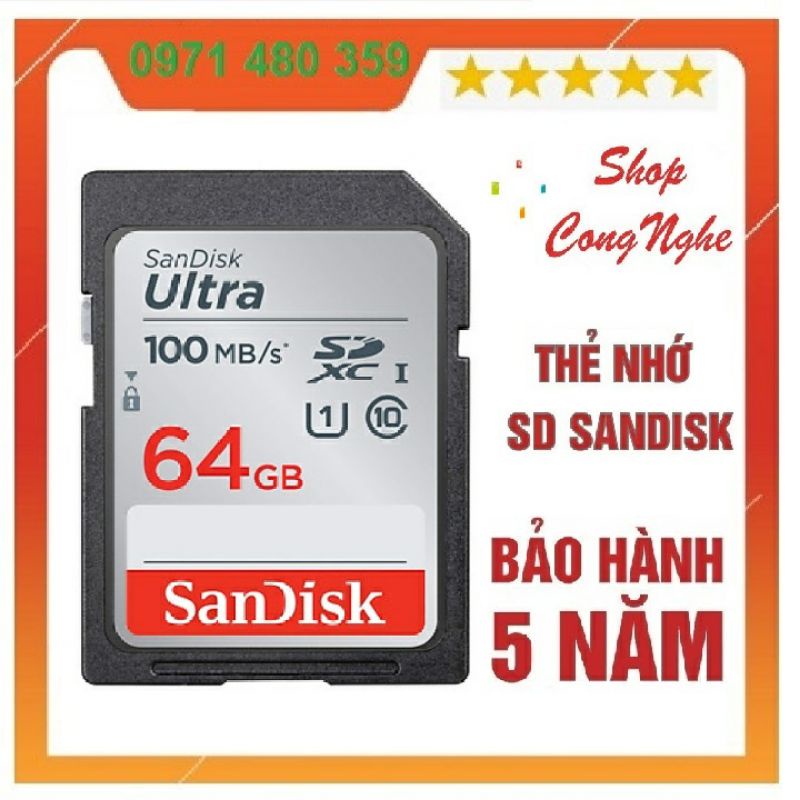 Thẻ nhớ SDHC 16GB 32GB 16GB SanDisk Ultra Class 10 Upto 100MB/s 5.0