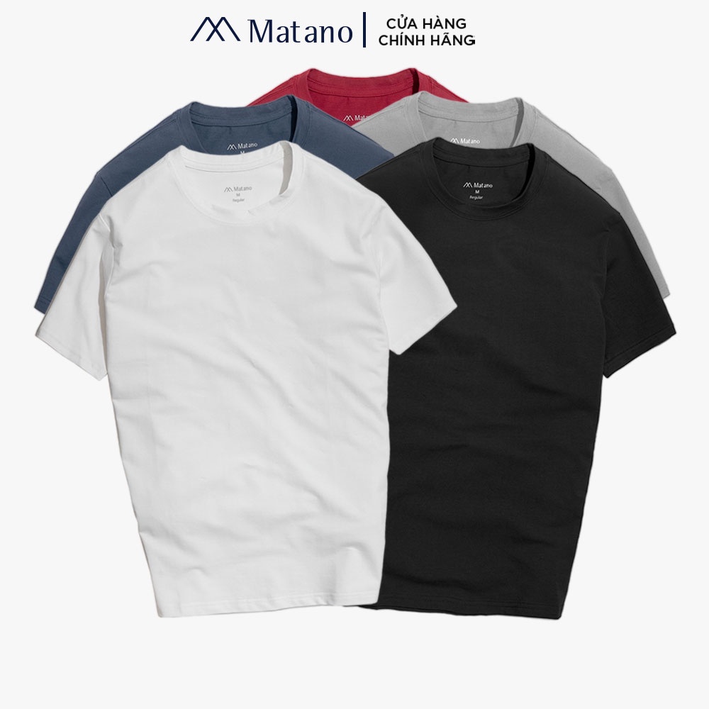 Áo phông nam cổ tròn ngắn tay basic MATANO AT051 vải cotton co giãn 4 chiều, thấm mồ hôi, thoáng mát, form suông