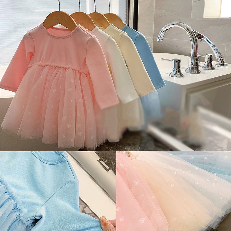 Đầm Công Chúa Phối Lưới Cho Bé Gái