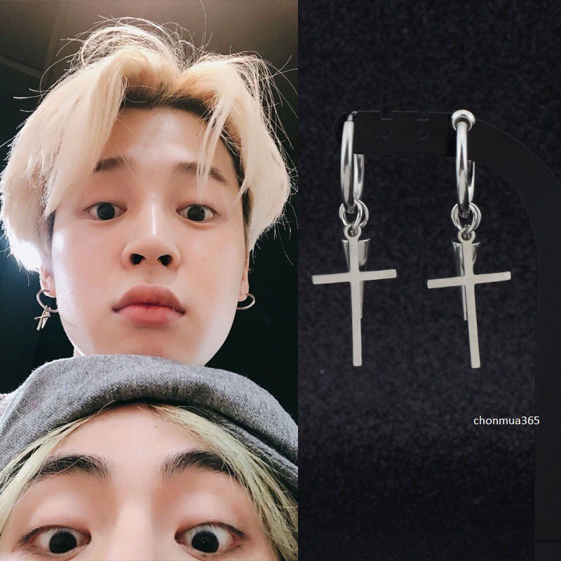 Bông tai khuyên tai Park Jimin BTS Bulletproof Boys Park Ji-hyun bông tai chéo ngôi sao