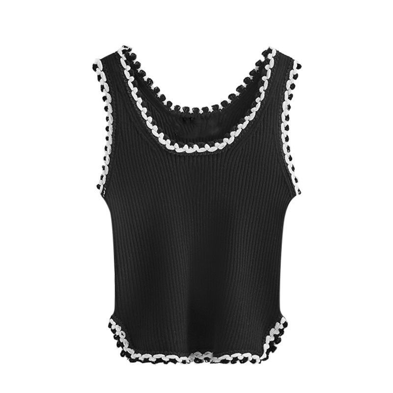 Áo kiểu croptop SUXI dệt kim cổ chữ U không tay phong cách vintage thời trang mùa hè cho nữ