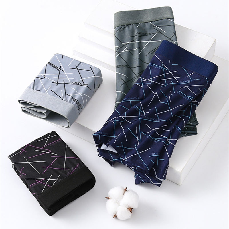 Set 4 Quần Lót Boxer Vải Lụa Lạnh 4 Trong 1 Cho Nam