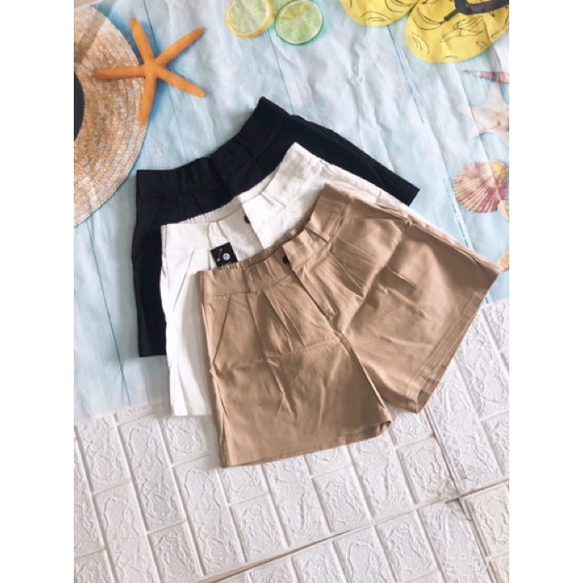 Quần sooc kaki ống rộng chun lưng kiểu Hàn quốc | BigBuy360 - bigbuy360.vn