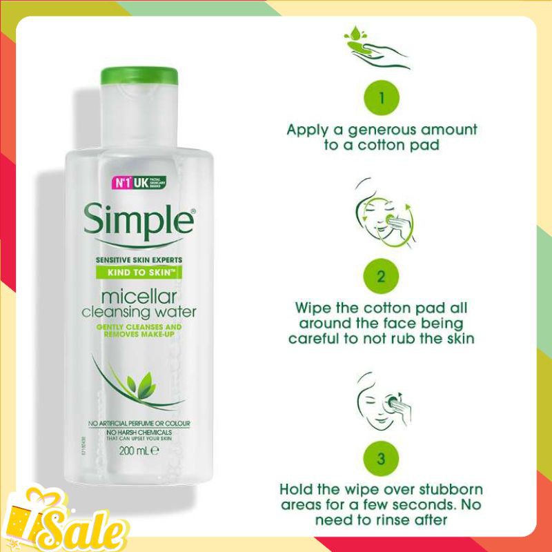 Nước Tẩy Trang Simple Micellar Cleansing Water 200ml - Làm Sạch Sâu Cho Mọi Loại Da