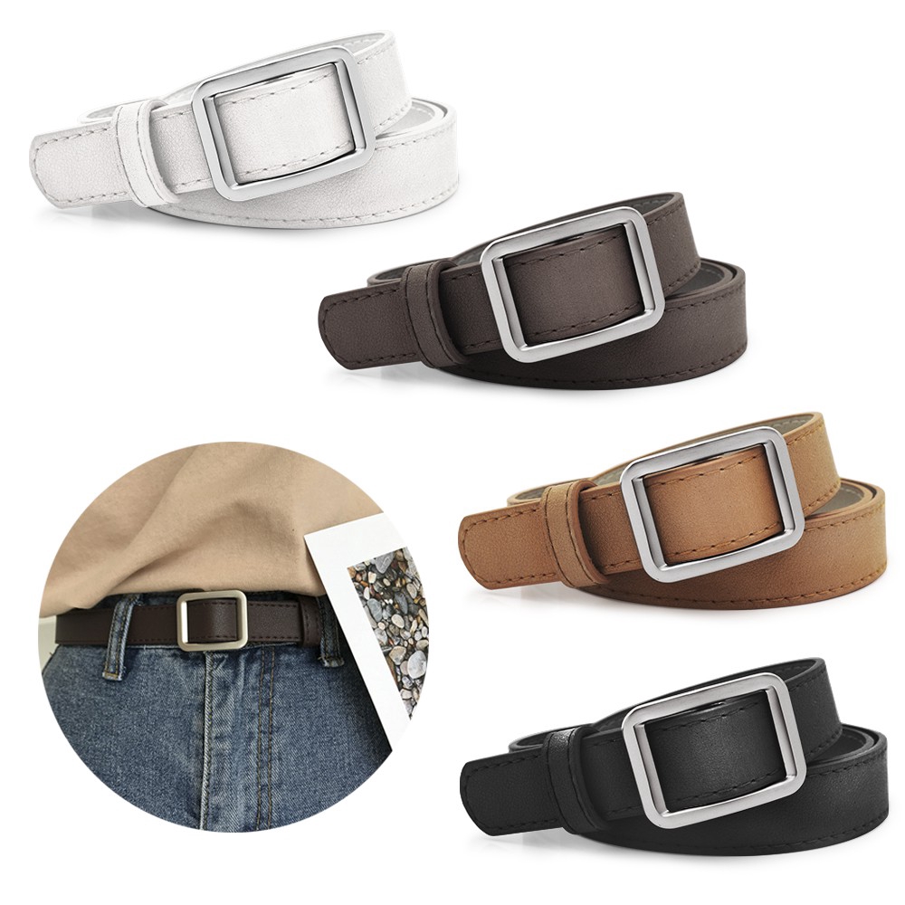 Vintage Women Casual Belts No Pin Buckle Belt Strap Pu Leather