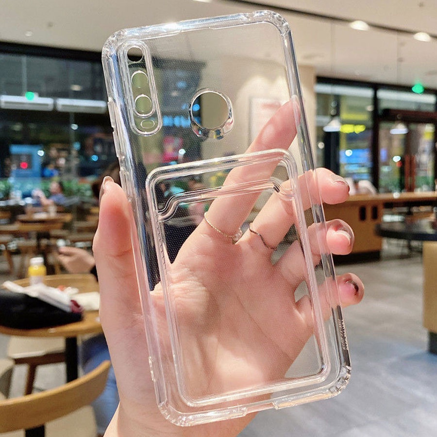 Ốp Điện Thoại Trong Suốt Có Ngăn Đựng Thẻ Cho VIVO S1 Pro V27E V21 V21E V23E Y36 Y75 Y73 Y31 Y51 Y11 Y12 Y15 Y17 Y12A Y20i Y16 Y20S Y21 Y02S Y21A Y33S Y30 Y50 Y91 Y93