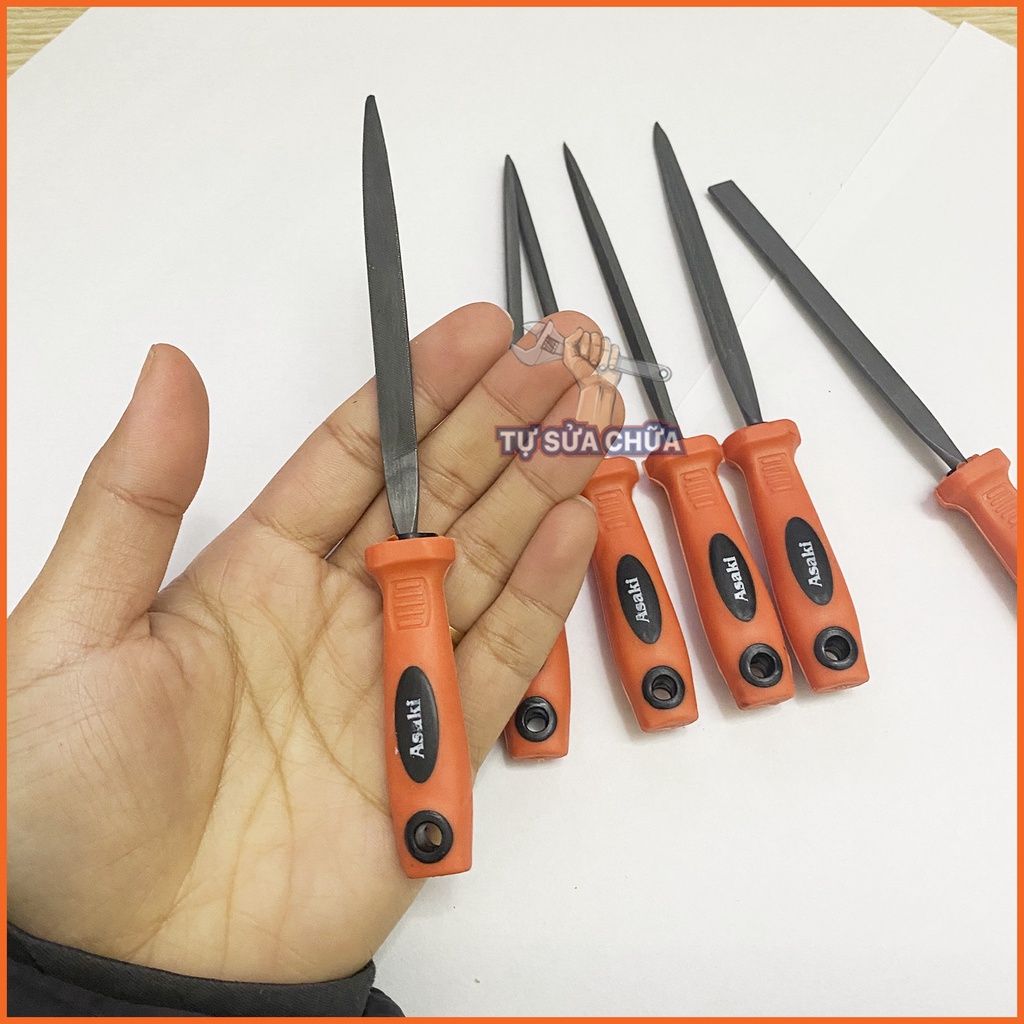 Bộ 6 dũa mài kim loại hợp kim 4x160mm Asaki AK-3899, bộ giũa mài đa năng thép carbon T2 chống mài mòn, dũa mini cao cấp
