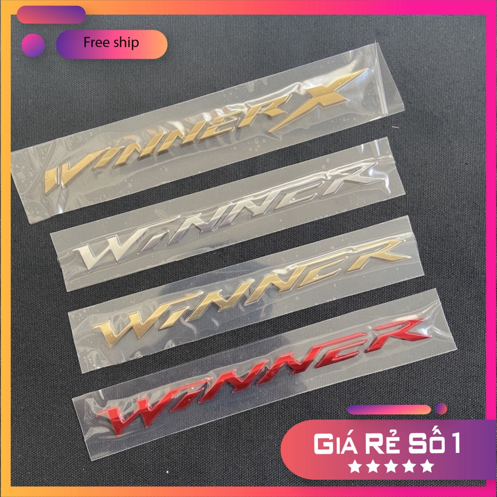 HCM  Tem logo chữ WINNER, WINNER X đủ màu chất liệu nhựa cứng zin mạ chrome bóng cao cấp ĐỒ CHƠI XE MÁY GIÁ SỈ