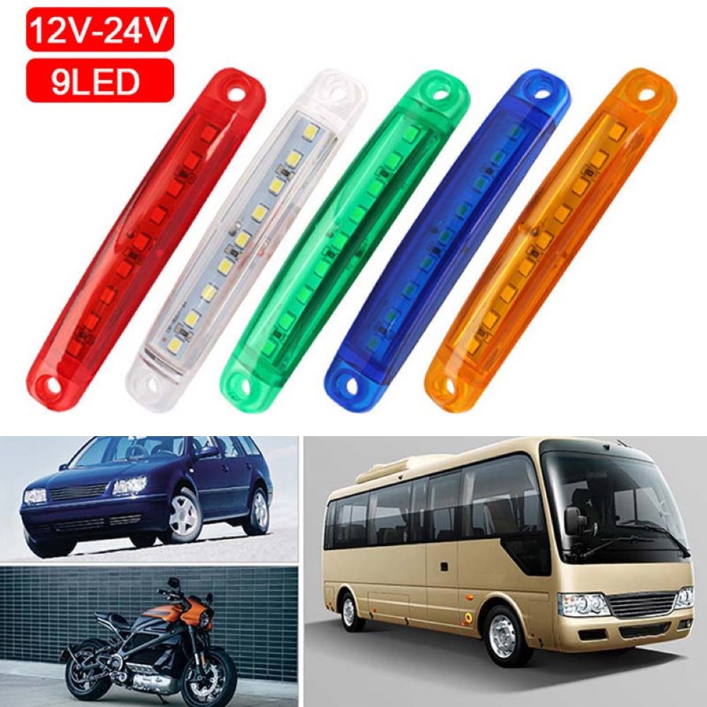 1 Đèn LED Tín Hiệu 9 Bóng 12-24V Gắn Hông Xe Tải
