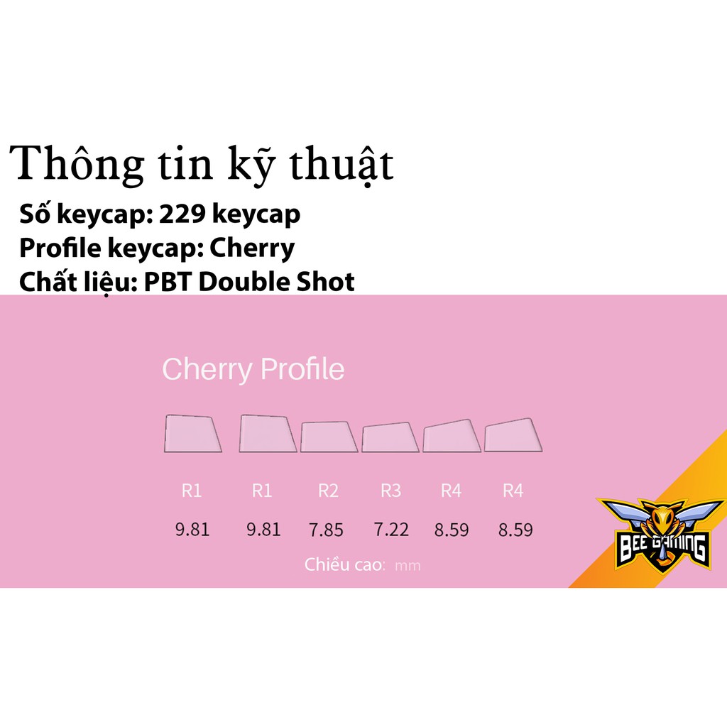 [Mã SKAMSALE03 giảm 10% đơn 200k] Bộ keycap AKKO Black Pink ( Chất liệu PBT Double Shot, Cherry Profile, 229 nút )