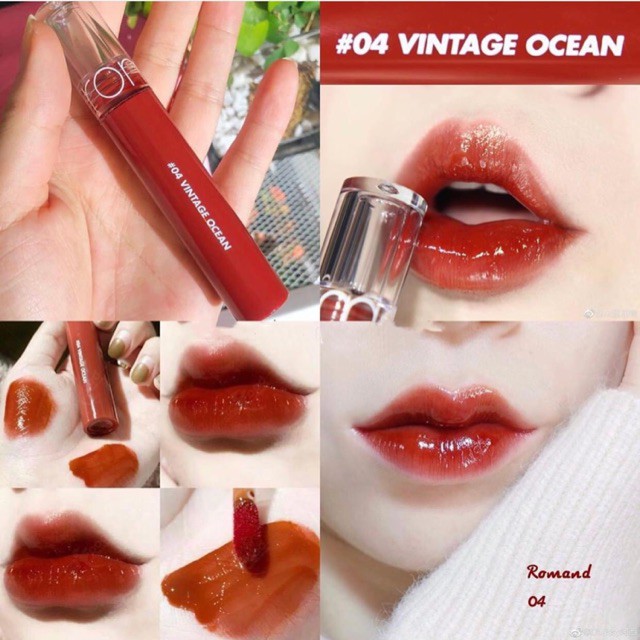 (CAM KẾT AUTH, TEM HIDDEN TAG) Son Romand Glasting Water Tint màu #04 Vintage Ocean màu nâu đất hơi cam