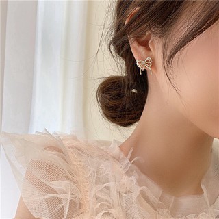 Khuyên tai,bông tai mạ bạc s925 hình nơ đính đá đơn giản cực xinh