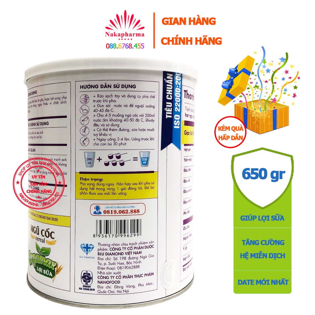 Ngũ Cốc Cereal Orgamax Lợi Sữa 650g - Dành cho phụ nữ sau sinh, phụ nữ đang cho con bú